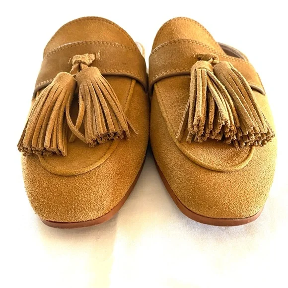 Zara Suede Tan/Brown Loafer Mules Women’s EU 39 Slip-On Flats Tassel - Picture 2 of 11